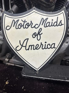RARE VINTAGE MOTOR MAIDS OF AMERICA PORCELAIN SIGN Oldest Women’s MC In USA 1930