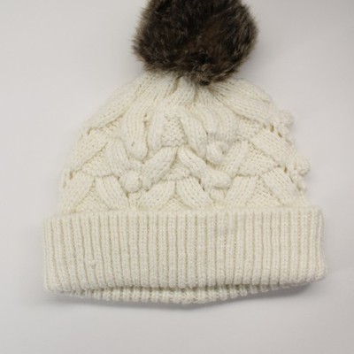 Off-white wool blend knit winter pom-pom cap grey tag 2013
