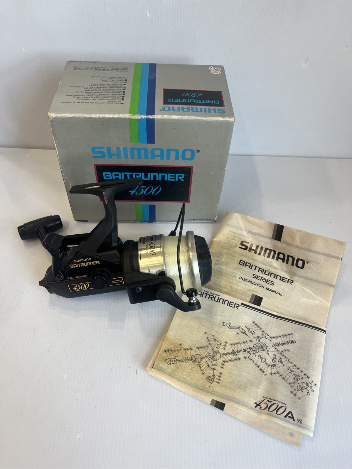 NOS Shimano Baitrunner 4500A Spinning Reel Original Box & Pa