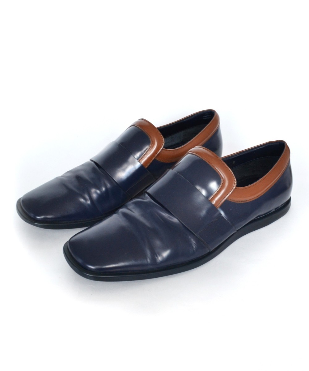 Mens PRADA Shoes Two Toned Square Toe Loafers Blue Sneakers  display picture 1