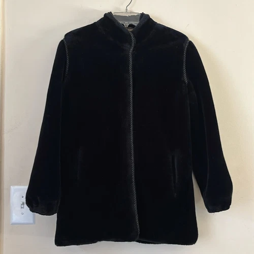 SAINT LAURENT (YSL) Cappotto pelliccia sintetica Jacques Saint Laurent For Genelle nero Demi Buff taglia 8