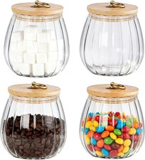 4 Pack 25 FL OZ Glass Storage Jars with Bamboo Lid, Kitchen Airtight Glass