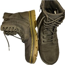 Doc Dr Martens Boots Combs J Combat Lace Up Black Canvas Zip Youth Kids Size 3