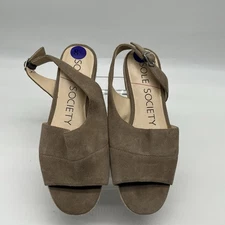 Sole Society Women’s Dolven Dune Cow Suede Back Strap Sandals Size 8.5M - New