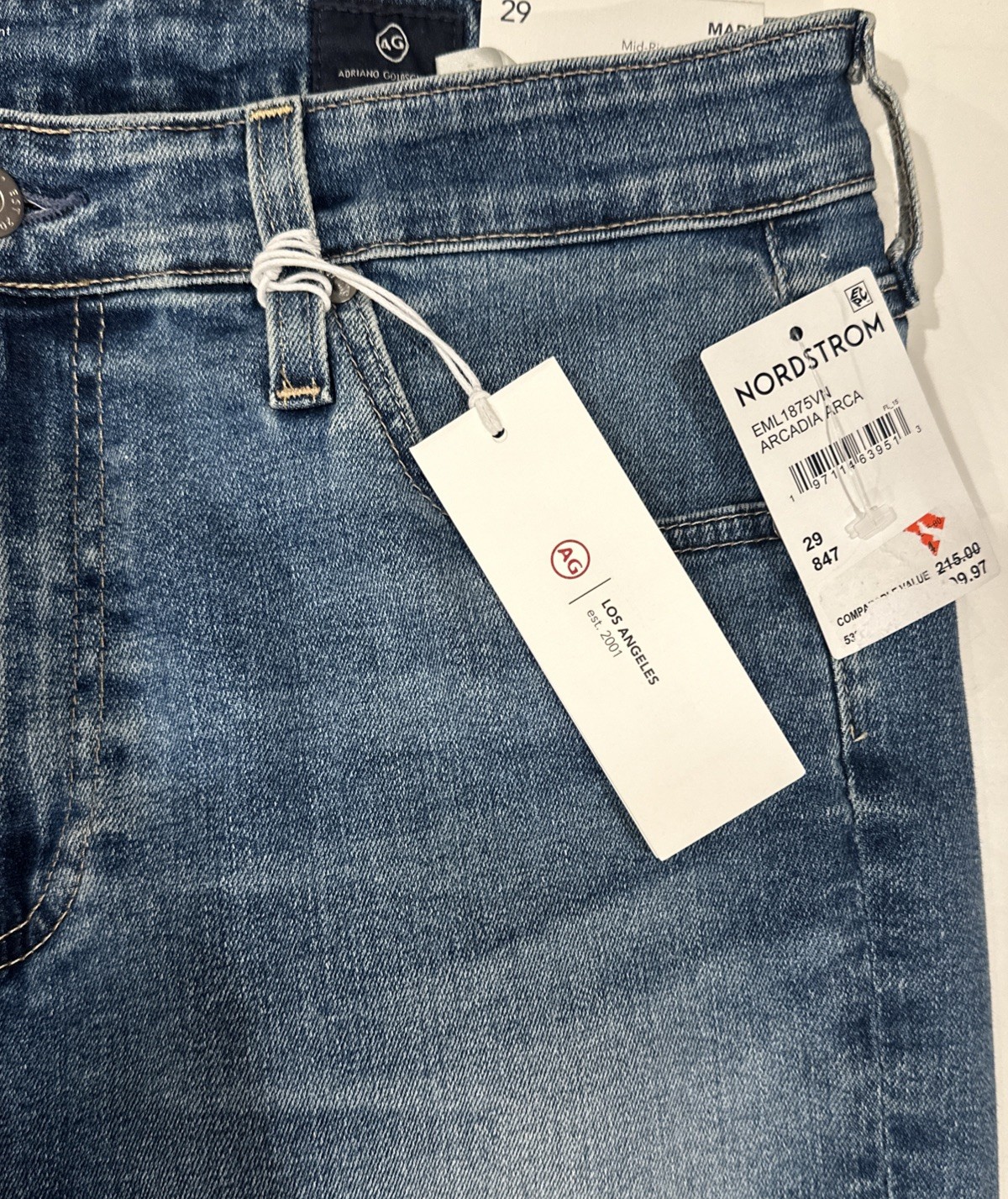 AG Jeans Mari Mid-Rise Slim Straight Jeans Women’s Size 29 Japanese Denim NWT thumbnail 2