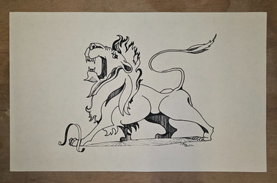 Sun Ra Lion - LeRoy Butler - Sun Ra Arkestra Original Print, 11.5 x 7''