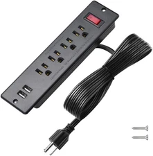 Mountable Power Strip Recessed Power Strip with USB 4 Outlet 2 USB Multiple Prot