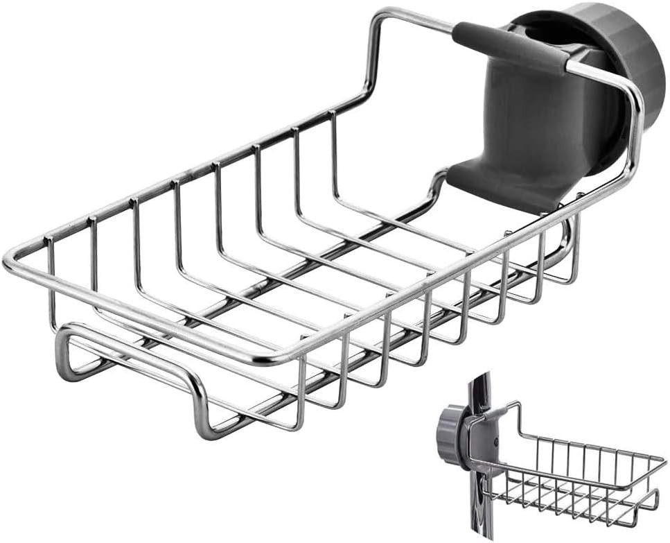 Clip On Sink Caddy Organizer Stainless Steel Faucet Hanging Sponge Rack
