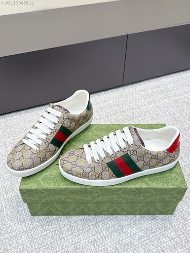 GUCCI ACE Men's Casual White Sneakers with Checkered Pattern