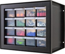 Small Plastic Drawer Organizer, 16-Drawer, Stackable Teacher Toolbox Crayon