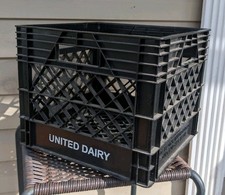 UNITED DAIRY Plastic Milk Crate Black with White Graphics 13X13X11