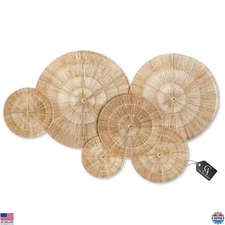 CHI AN HOME Extra Large Wicker Jute Wall Decor Baskets - Set of 6 Woven Plates