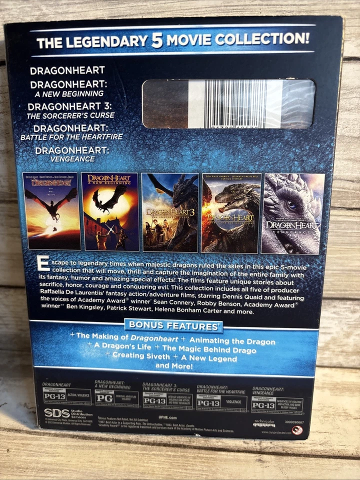 New! Dragonheart: 5-Movie Collection (DVD) Sealed W/ Limited Edition Glow Slip - Image 4 of 4