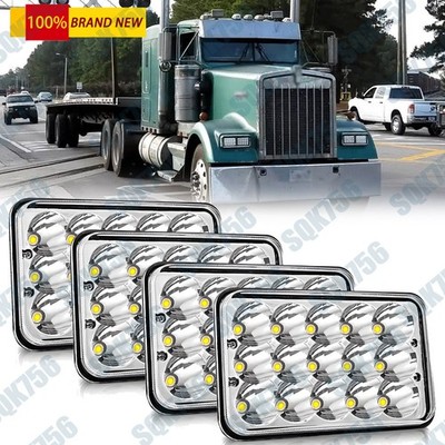 4pc 4x6 LED Headlight For H4652 H4666 Peterbilt Kenworth T800 W900 Truck