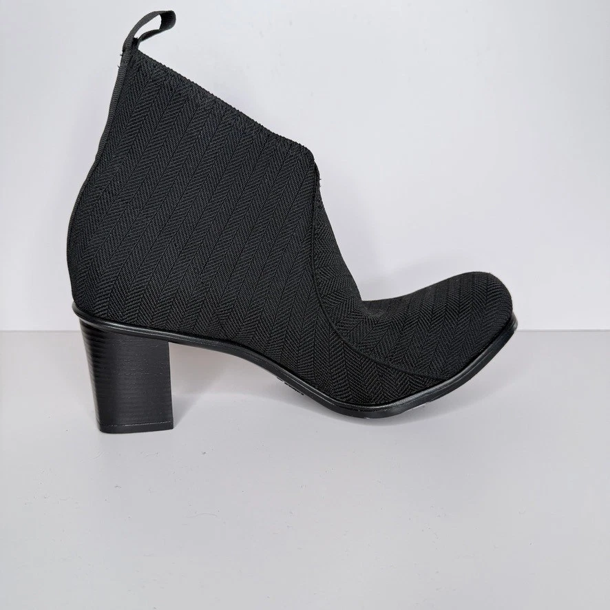 Charleston Telfair Negro Espiga Tejido Botines Tacón Pull On Mujer 10 Foto 2 de 4