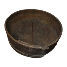 Antique Mid 19th Century Large 17" Round Pantry Box / Cheese Box No Lid