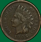 1905 Indian Head Cent Choice Extremely Fine XF+ Coin, Corrosion #34720