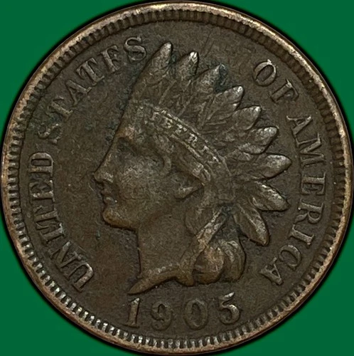 1905 Indian Head Cent Choice Extremely Fine XF+ Coin, Corrosion #34720