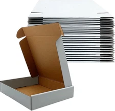9x9x2 Inches Shipping Boxes Set of 25,White Corrugated Mailing 9x9x2 inches