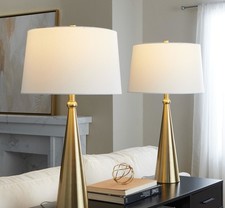 SET OF 2 LumiSource Cone Table Lamp 30" Gold Metal Modern Bedroom