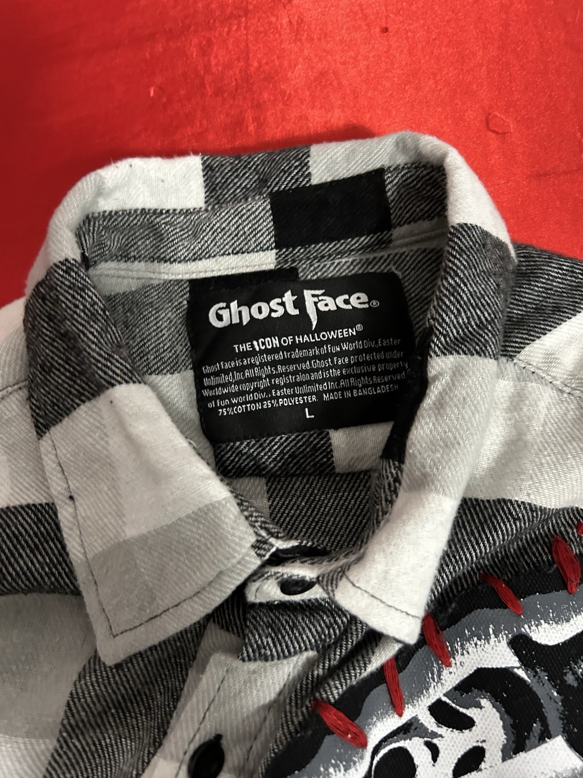 Scream Ghostface Flannel Button Down Men’s Size L… - image 5