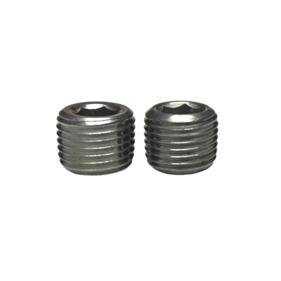 2 piece 1/8  BSPT Male Stainless Steel Hex Set Screw Pipe Block Off Plug Fitting