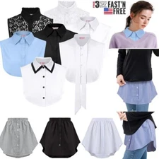 Womens Shirt Extender /Shirt Fake Collar Adjustable Layering Top Lower Sweep Bib