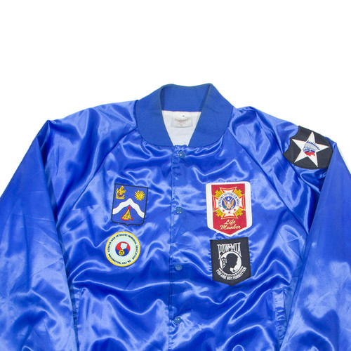Chaqueta de satén vintage AUBURN SPORTSWEAR Shell azul nailon años 90 para hombre XL - Imagen 2 de 8