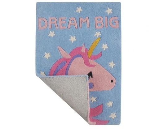 Handmade Unicorn Rug for Kids | Dream Big Nursery Wool Area Rug (Multiple Sizes) - Picture 2 of 8