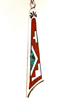 Indian Native Ted Castillo Sterling Silber Emaille Anhänger