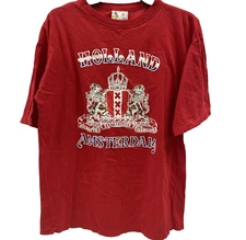 Holland Collection Amsterdam Souvenir T-shirt XL red short sleeve tee cotton