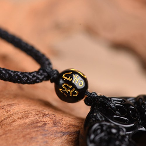 1PC Natural Black Obsidian PiXiu Women Men Lucky Pendant Necklace Amulet Jewelry - Picture 8 of 12