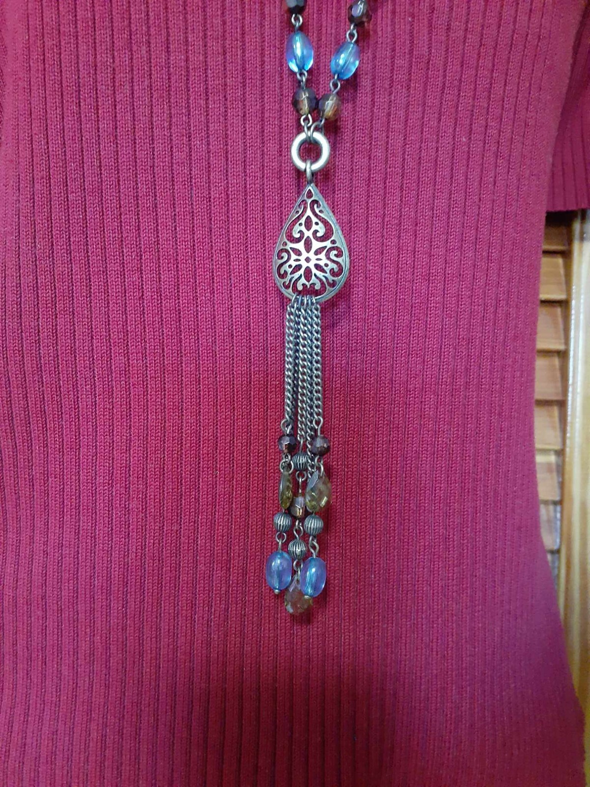 Multi-colored Necklace 22"+ adjustable, Lobster c… - image 4