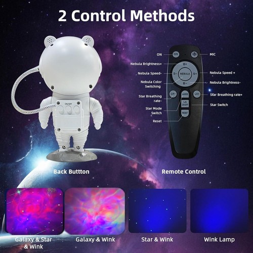 LED Galaxy Projector Night Light Astronaut Nebula Ceiling Lamp for Kid's Bedroom - Picture 11 of 12