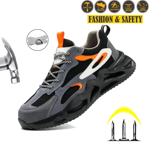 Safety Shoes Men Steel Toe Work Sneakers Breathable Industrial Non Slip US 6-13 - Picture 1 of 29