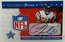 2003 Leaf Rookies Stars LaDainian Tomlinson American Heroes Auto /25 SD Chargers