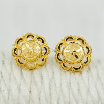 #ad #ad 22k 22ct Gold Stud Earrings Indian Handmade 22kt Solid Gold Women Earring OS3234 $829.43