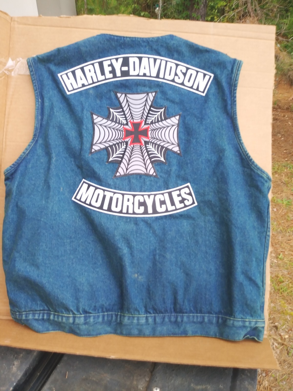 Milwaukee Leather Compa Denim Blue / Orange Motorcycle Vest Harley