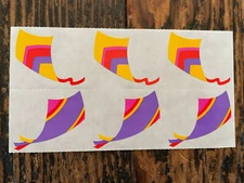 Mrs Grossman Kites 1986 RARE Purple, Yellow & Pink 2 Strips 6 Stickers Total