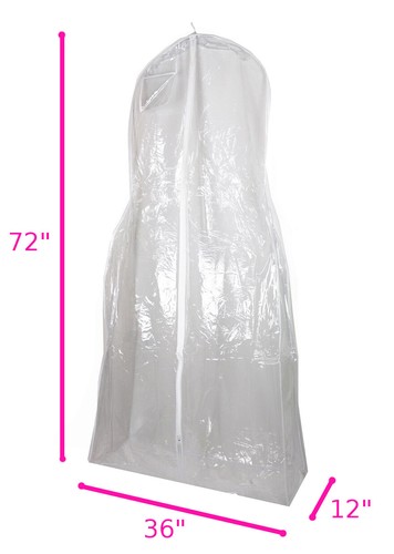XXL Klar Vinyl Hochzeitskleid Abschlussball Kleidung Tasche - 72"" x 36"" x 12"" Zwickel - Bild 2 von 4