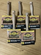 Lot of FIVE NEW Cabot 4" Block Wood Stain Brushes, Paint Brush