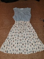 Jennifer Taylor Jenny - Kleid Minikleid - grau apricot Eulen Gr. L