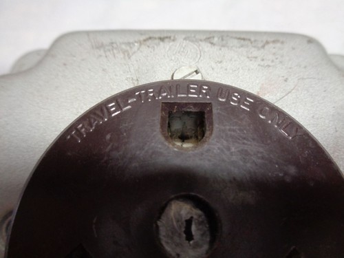 Travel Trailer RV Electric Receptacle 30amp 125 Volt - On 4" Square cover - Picture 3 of 4
