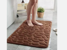 3D Non Slip Bathroom Mat Cobblestone Embossed Bath Mats Absorbent Doormat Carpet