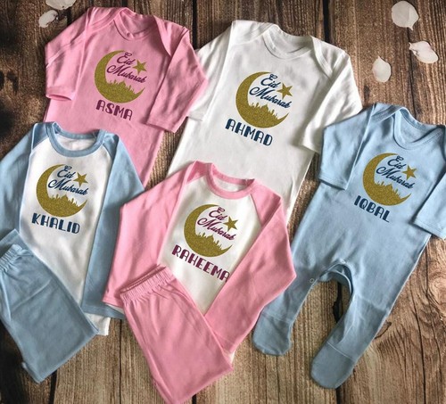 Eid Mubarak Pyjamas Personalised with name Sparkly PJ's, matching family gift - Picture 15 of 16
