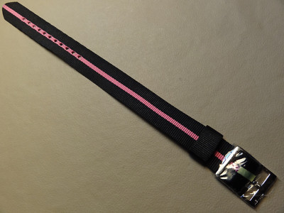 Easy Pass Thru Ladies Timex Camper ONE PIECE T2N362 20mm Watch Band Black w/Pink