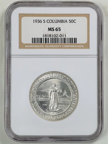 1936-S 50C Columbia Commemorative Half Dollar MS65 NGC 1818102-011