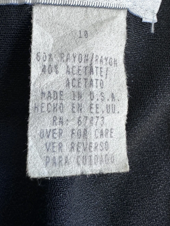 Vestido vintage Julian Taylor para mujer talla 10 manga corta negro dorado botones/ajuste Foto 4 de 4