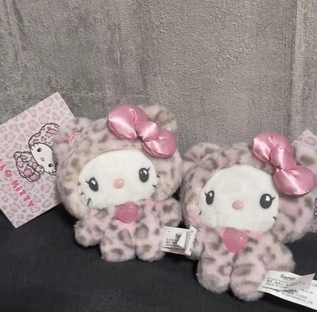 Sanrio Pink Leopard Print Hello Kitty Dolls Cute Mascot