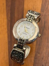 Geneva Platinum Women's Watch Cuff Bracelet Silver Tone 25mm New Battery